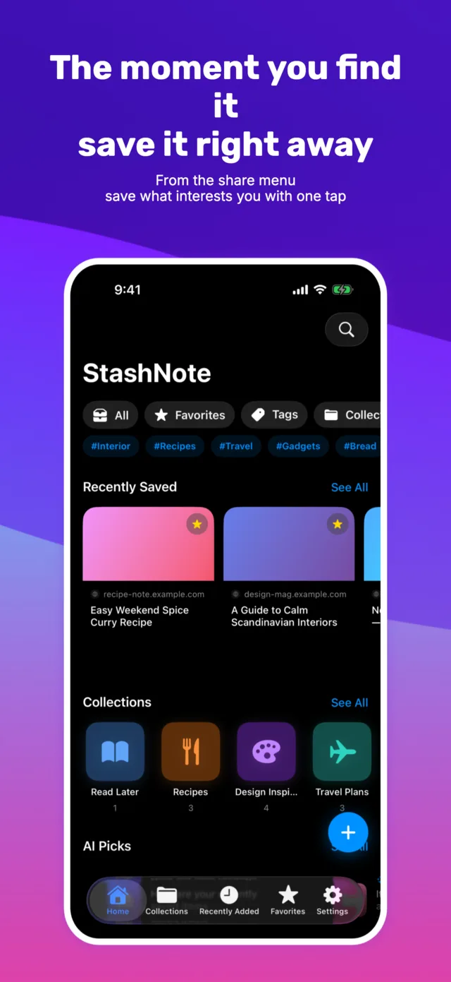 Saving a link to StashNote from the iOS share menu
